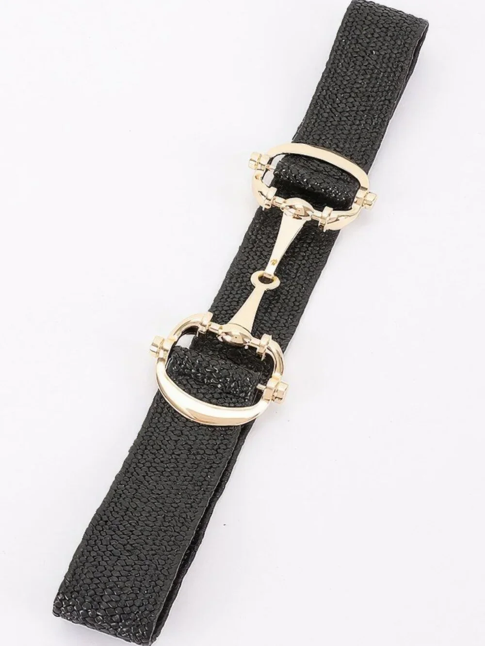 Faux Straw Metal Buckle Elastic Belt